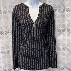 Michael Kors Women’s Black Blouse Zip Logo Top (NWOT)